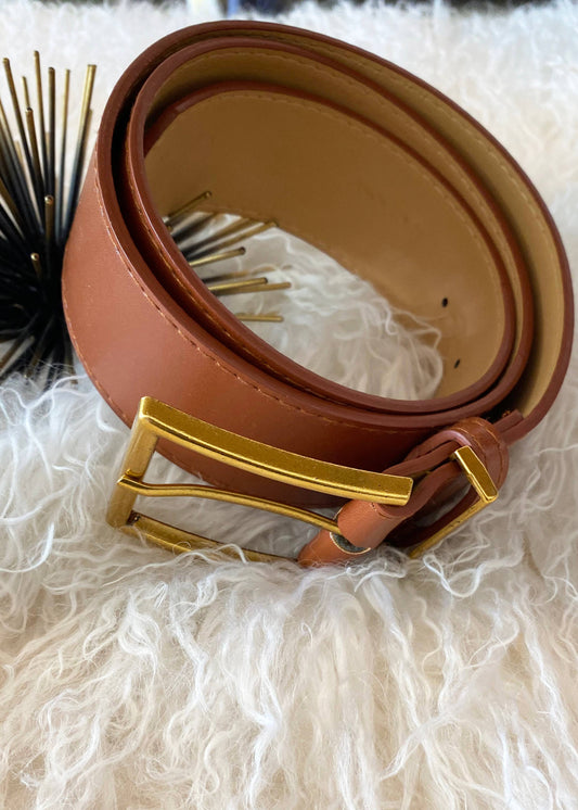 FAUX LEATHER BELT BROWN