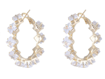 Diamond Shape Rhinestone Earrings