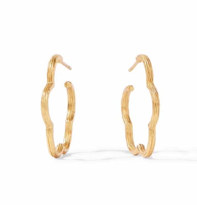 Gardenia Textured Hoop Earrings - Gold(Small)