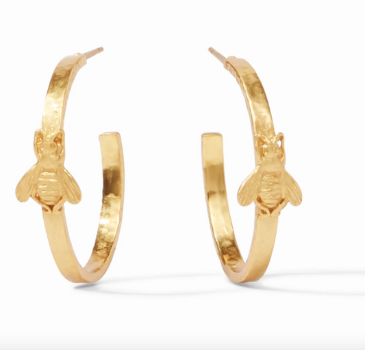 Bee Hoop Earrings - Gold (Medium)