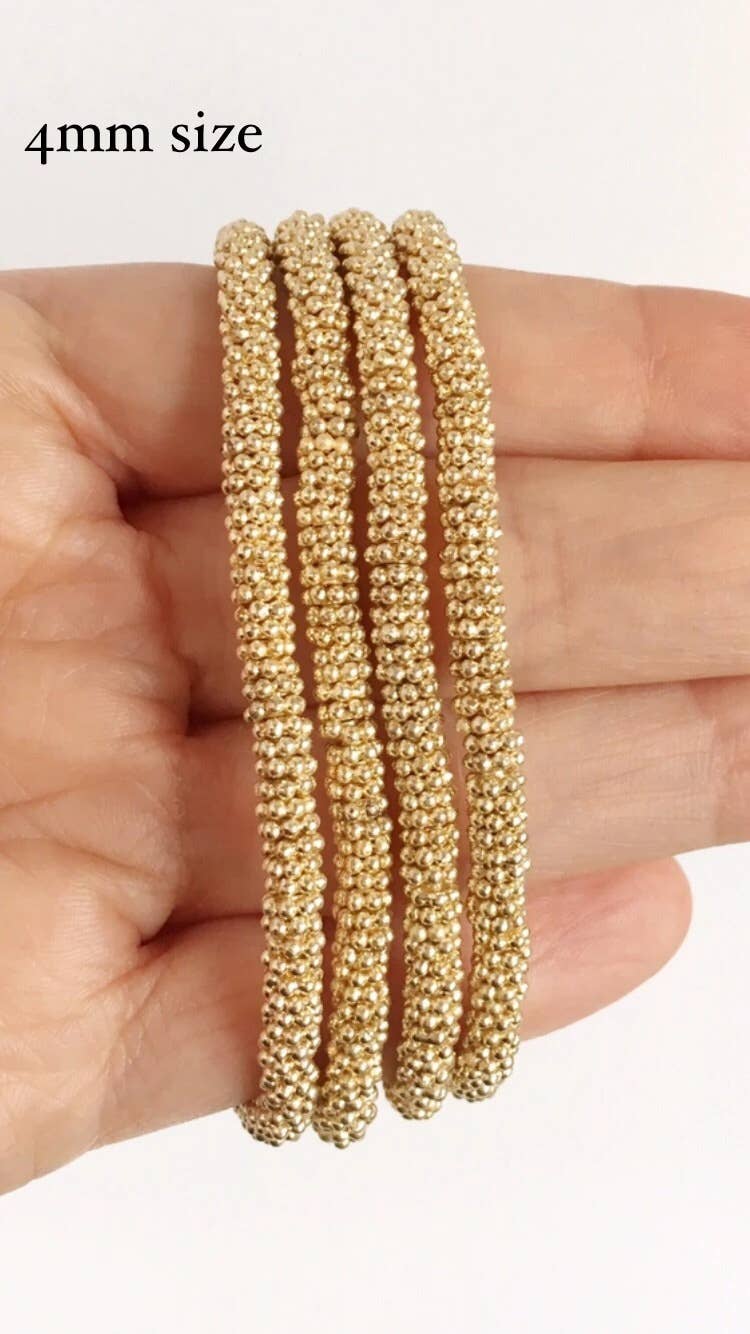 Gold Flower Confetti Bracelets - 4mm