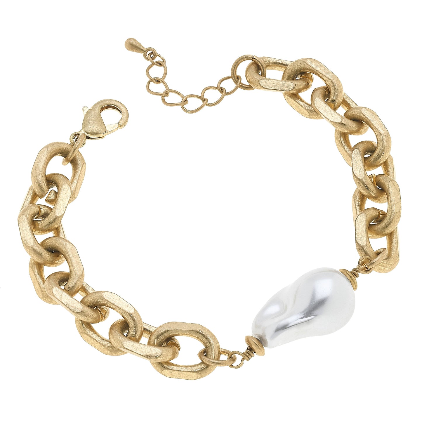Sofia Chunky Chain Baroque Pearl Bracelet in Worn Gold