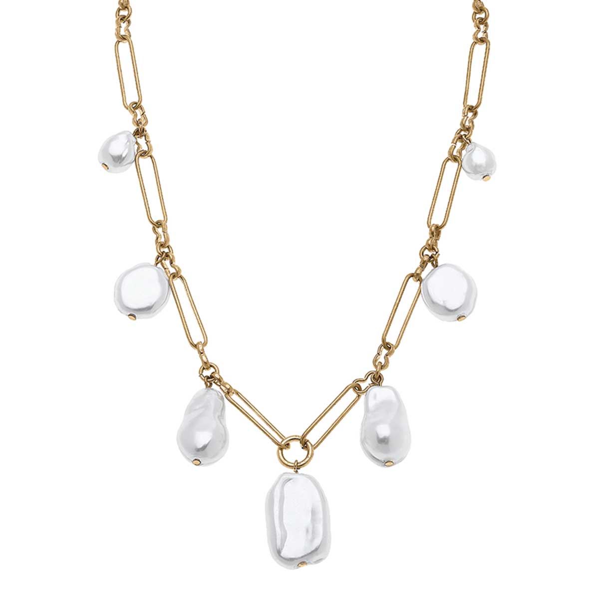 Mae Baroque Pearl Drip Necklace in Ivory