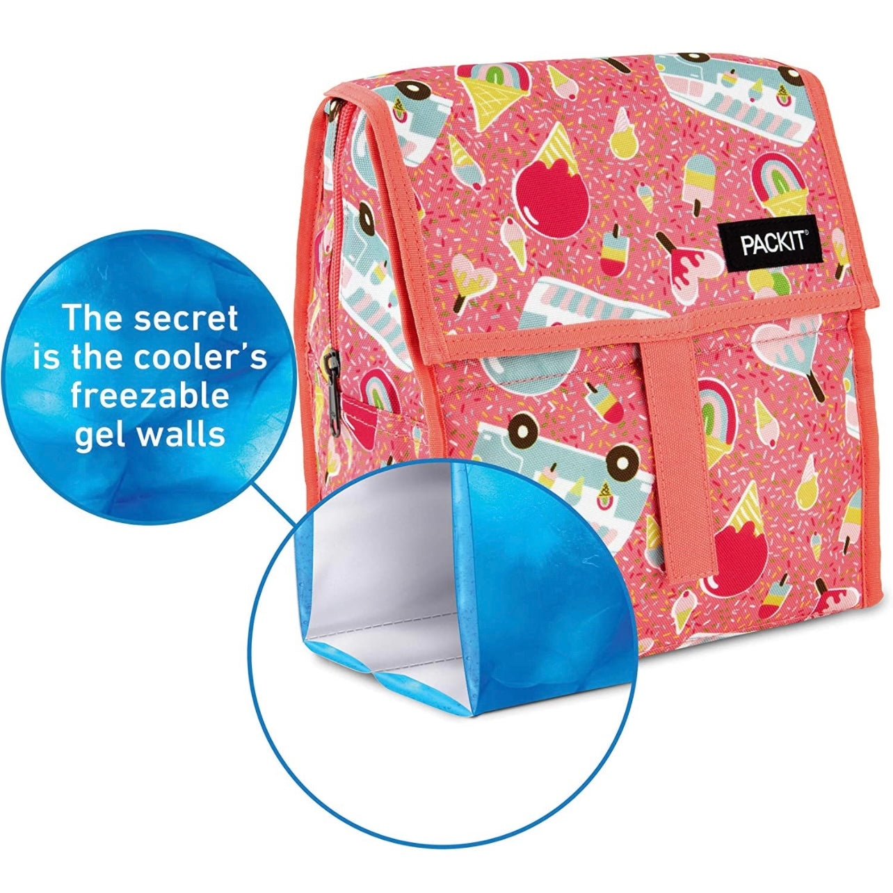 PackIt Brand, Tie-Dye Sorbet, Freezable, and Reusable Lunch Bag