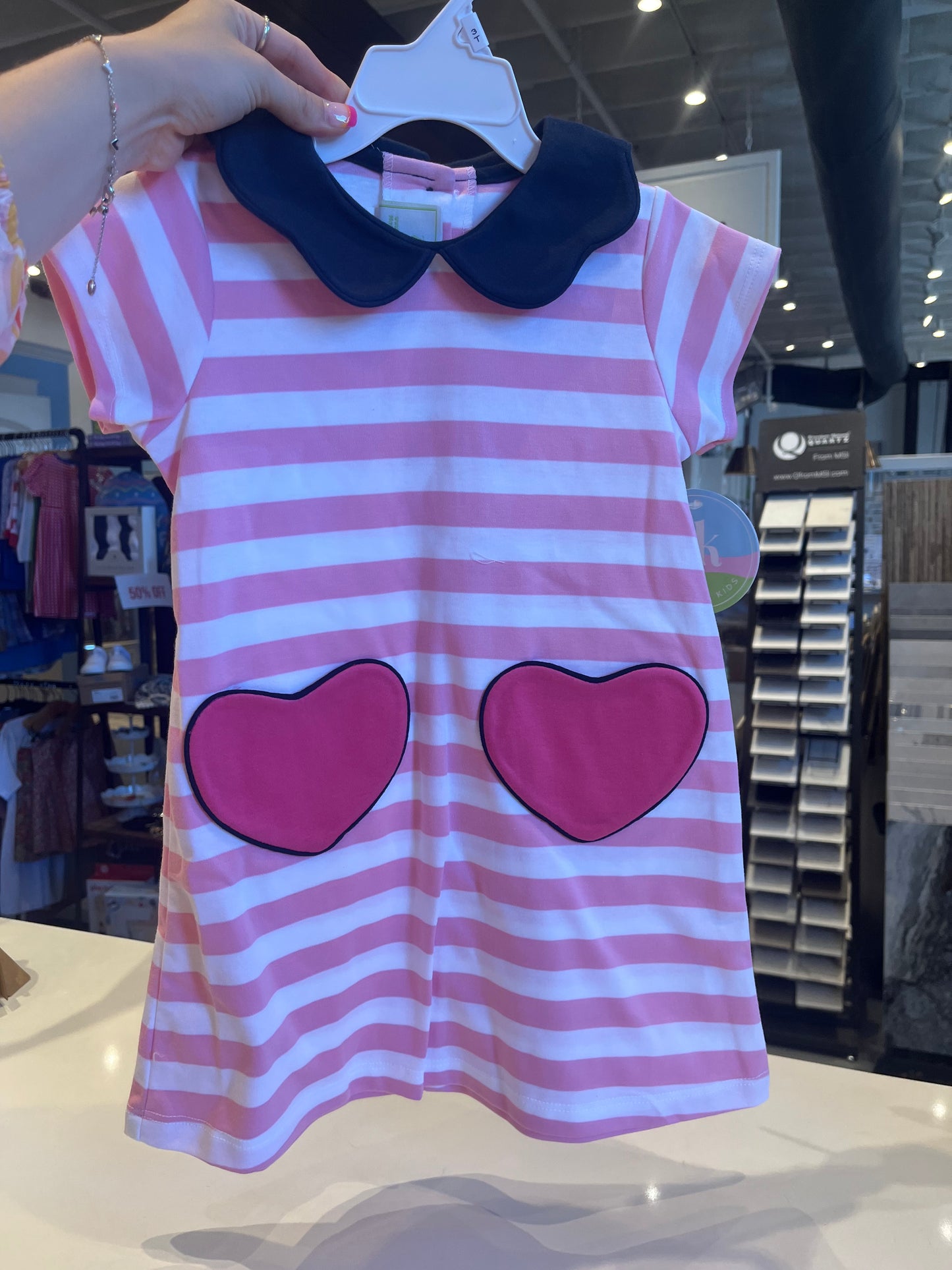 Zuccini Kids Pink & Black Heart Applique Dress