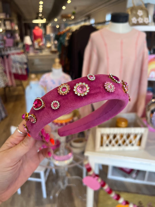 Jewel Padded Headband - Pink