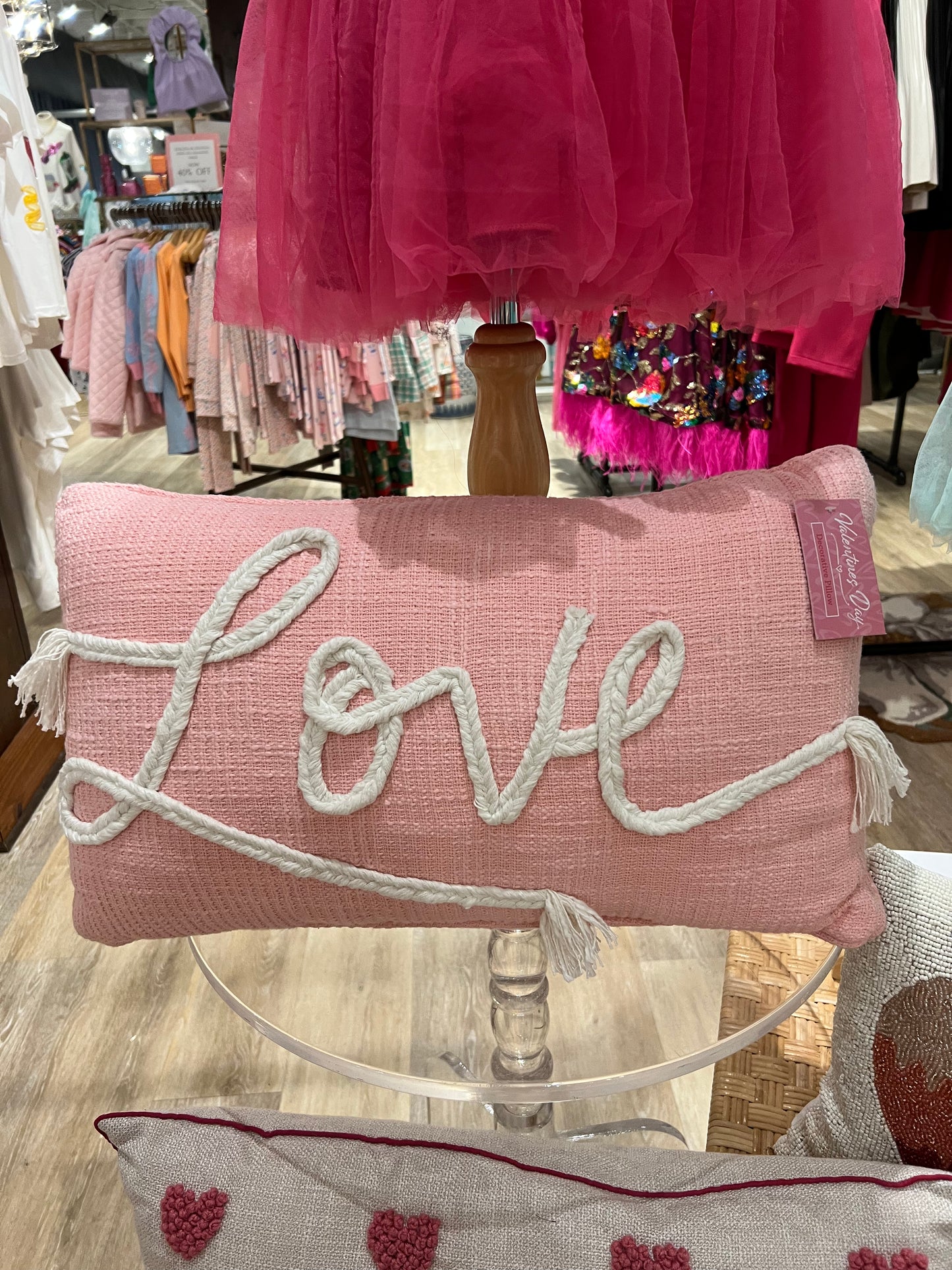 Love Stitch Pillow - Pink